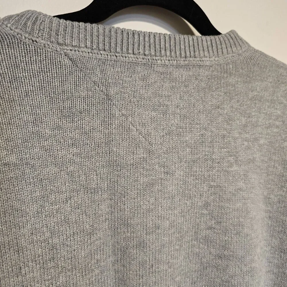 Vintage TOMMY HILFIGER Lion Crest Sweater MENS LARGE GRAY Crew Neck Cotton Prep